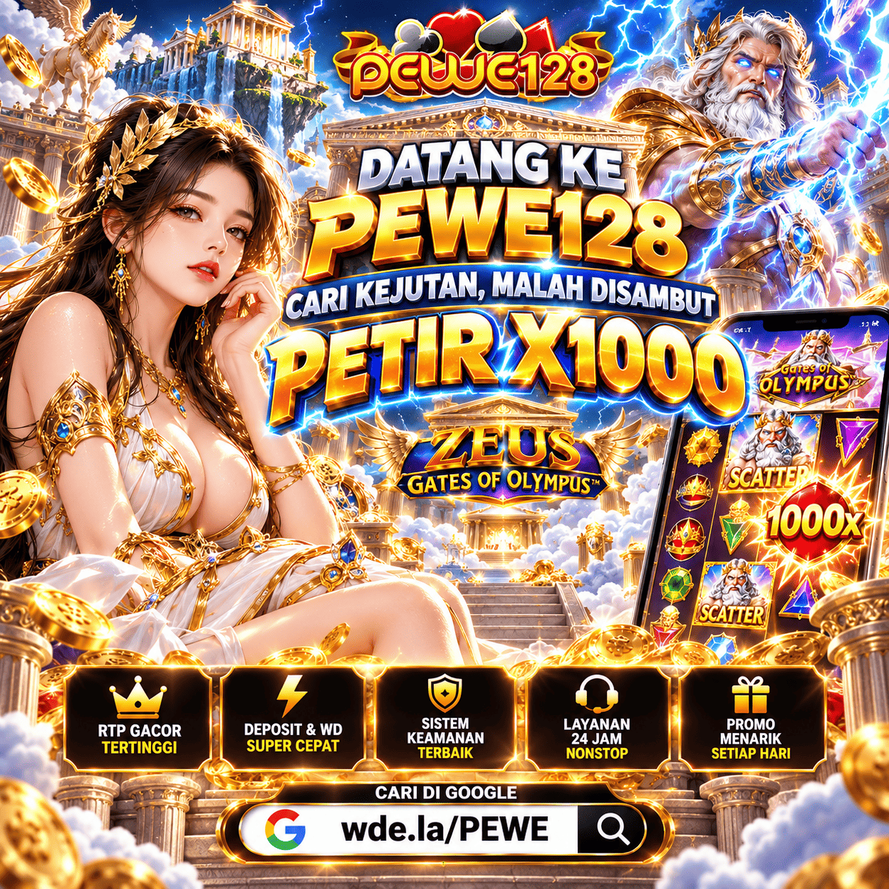 Datang ke PEWE128 | Cari Kejutan, Malah Disambut Petir X1000 Zeus Gates of Olympus